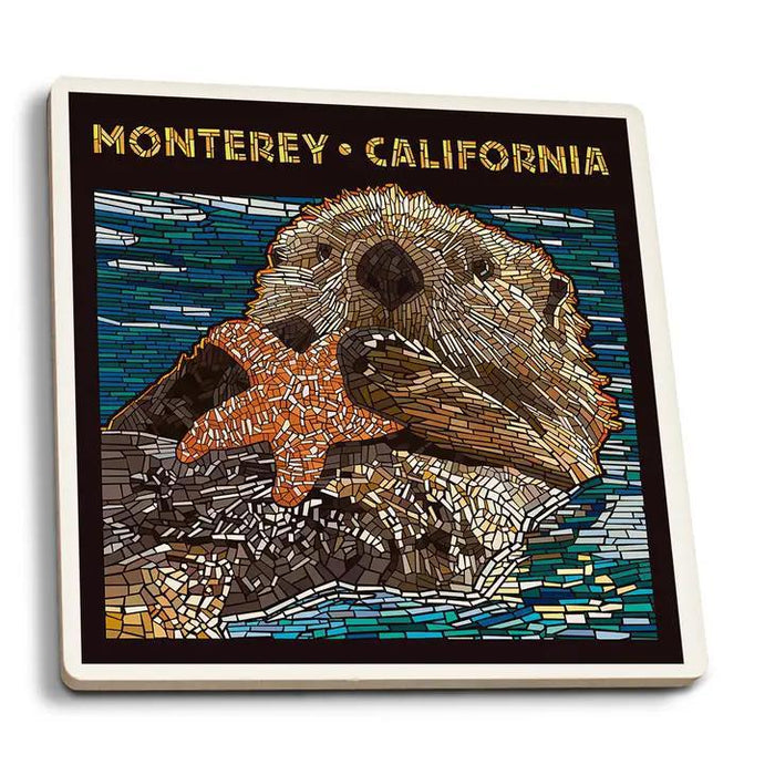Monterey Sea Otter Mosaic Ceramic Coaster